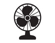 © Prodeep - Black silhouette electric fan icon, modern cooling appliance symbol, household ventilation device vector graphic for climate control and air circulation designs
