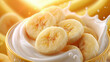 © ArtShop - Fresh banana slices on creamy yogurt with splash effect