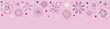 © Annetuas - Red, blue and white fireworks top border vector illustration with stars on pink background, patriotic holiday layout with copy space for 4th of July banner or card