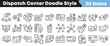 © Vectoravec - Hand drawn dispatch center icons set for logistics management software
