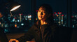 © sizzle - 残業をするビジネスウーマンと夜景