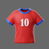 3D Red Soccer Jersey Icon High Quality Isometric 3D Render