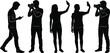 © Asib - Collection of diverse silhouettes featuring photographers taking pictures and individuals using mobile phones for selfies and communication