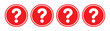 © Labib - Set of four circular icons featuring red question mark symbols isolated on a transparent grid background.