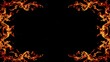 © jinna - Decorative fire frame with intense orange and yellow flames against a black background.