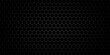 © Bunga - Dark grey abstract wide horizontal banner with hexagon carbon fiber grid and orange luminous lines. Technology vector background with orange neon lines
