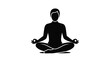 © Designs to Display - Person sits in a lotus meditation pose representing inner peace and mindfulness in a simplified silhouette.