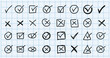 © katakari - Hand drawn doodle check mark icon, check box icon with right and wrong buttons