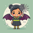 © astridmarzaecyn - Cute Bat Girl Holding Spiderweb Umbrella