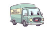 © fatima - Cartoon delivery truck, free shipping, green vehicle, smiling transport