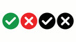 © slamet - Four circular icons with check marks and crosses.