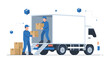 © Mariya - Professional delivery team loading cardboard boxes into a transport van for efficient local shipping and logistics distribution operations.