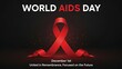 © jinna - World AIDS Day Poster with Red Awareness Ribbon on Dark Background