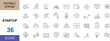 © Md - Startup line icon set. Featuring innovation, entrepreneurship, funding and business growth concepts. Clean vector set for apps, SaaS, startups and web design. Editable stroke.