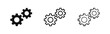 © drawing lines - Two Gears or Cogs Icon Set. Engineering, Settings, and Mechanic System Symbols in Solid, Outline, and Hand-Drawn Styles