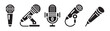 © Modern - Microphone vector icon set for sound recording and music performance audio equipment designs.
