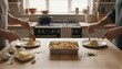 © QuoDesign - Friends sharing cauliflower cheese in cozy kitchen