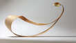© Md - Minimalist wooden sculpture with a single golden leaf