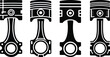 © Naimur creativehouse - Car engine piston vector icon set black silhouette auto parts