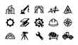 © Mdsahag - Modern abstract construction symbol vector clipart set with minimalist clean outline architecture and engineering graphics black and white