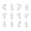 © bed - Various soccer actions in minimalist illustration style.