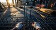 © Rita - Construction Worker Hands Tying Rebar With Pliers At Sunrise