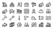 © AlviAhmed - Civil engineering and residential home construction thin line icon set featuring heavy machinery architectural tools and building equipment vectors