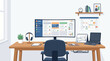 © Ana Julia Solaira - Modern Home Office Setup With Curved Monitor And Calendar