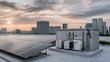 © Kingboy - Modern Solar Power System with Integrated Battery Storage on Rooftop at Sunset