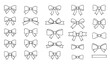 © MD. Moniruzzaman - Black and white cartoon ribbon bow collection vector with gift bowties isolated on white background