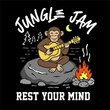 © hisam - Monkey playing guitar on rock.