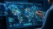 © madu - Professional analyst using interactive world map display for global network data analytics