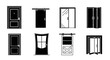 © Miu - Architectural door icons set featuring sliding barn folding and classic entrance styles for building interior and exterior design projects