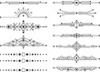 © Monira - Complex geometric dividers with celestial and mystical motifs for artistic book design including sun rays and moon phases linear elements decorative horizontal borders for spiritual themed layouts.