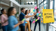 © Arif - Energetic multi-ethnic business team brainstorming and planning action items on a glass wall with colorful sticky notes in a contemporary office environment