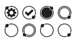 © MOST AKTER - Arrow circular motion graphics with gear and verification symbols for application interface controls.