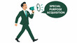 © Damkal - Businessman announcing special purpose acquisition with megaphone.