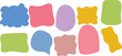 © Asif stock - Multicolored pastel speech bubble shapes collection isolated on white background, playful soft tones asymmetric message containers box labels chart, cute lifestyle sticker vector pack