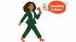 © Damkal - Confident businesswoman using megaphone for coaching culture.