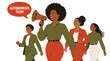 © Damkal - Confident businesswomen team walking together in unity.