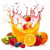 Dynamic Mixed Fruit Juice Splash with Berries and Orange