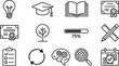 © Rawzatun - Set of education and business line icons featuring graduation cap book certificate lightbulb brain and calendar for web design