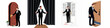 © Nadya - Set of flat illustrations featuring a man in a tuxedo making grand entrances through various doors and curtains for formal events and weddings.