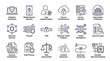 © Ahmad - Cybersecurity icons set illustrates essential digital protection measures and network infrastructure safety protocols in a clear linear style.