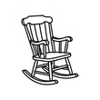 © yusup - A wooden rocking chair with armrests.