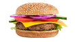 © Carmen - Juicy beef burger with cheese lettuce tomato onion, and cucumber