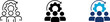 © Shahar - Team management icon set representing human resources optimization settings gear, group performance workflow rotation and staff technical support. Symbol of agile development process.