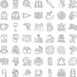 © vectorwin - Set of minimalist outline symbols illustrating wide ranging themes including technology, nature, finance, education, healthcare, and everyday objects, ideal for web and app design