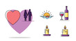 © Latif F Resbaya - Couple within a heart paired with romantic sunset wine and candle icons