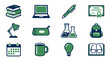 © Wijaya - Vector education and school icons set in green and blue